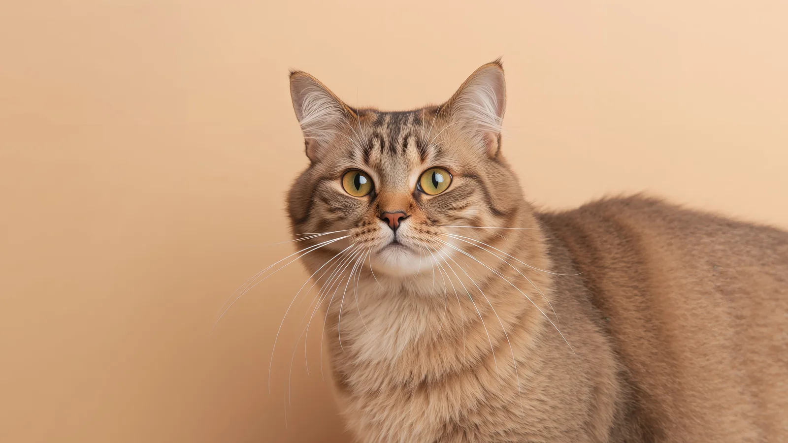 Brown tabby American Bobtail cat with a short tail and tufted coat